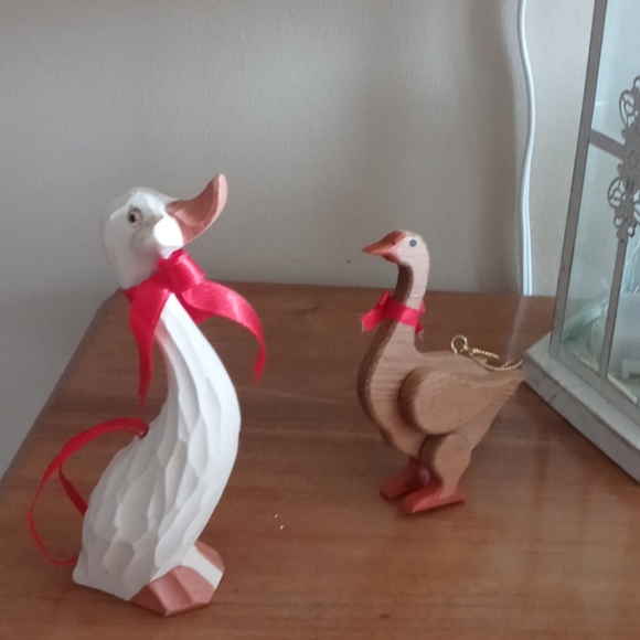 Wood Christmas duck ornaments
